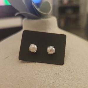 Classic Pearl Stud Earrings - White Pearl